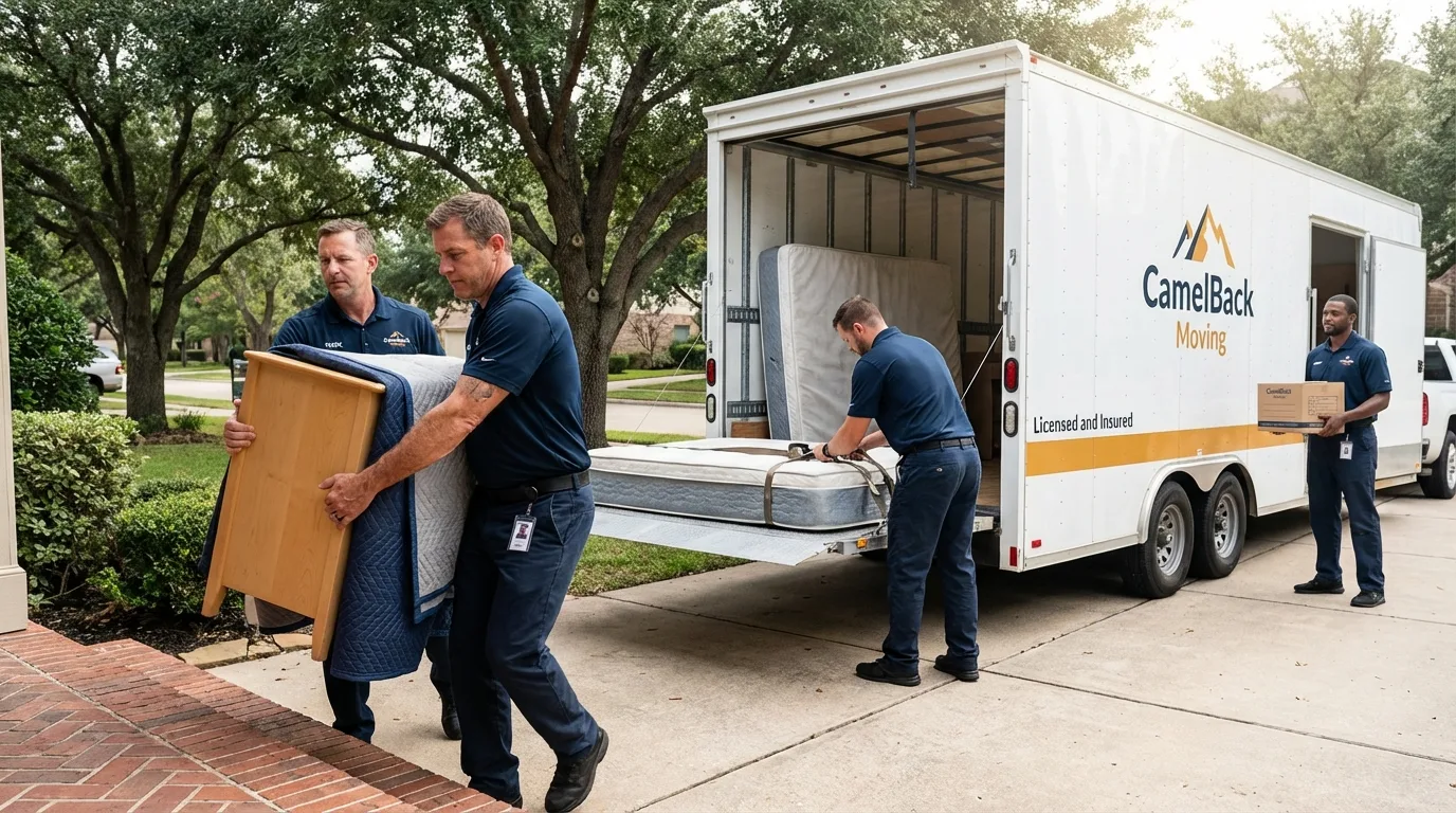 Crew loading residential truck for cross-state move from Nyssa, OR